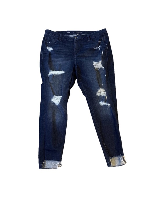 Lane Bryant Denim - Lane Bryant Women's Blue denim Distressed Ripped Skinny Jeans Stretch size 18 R